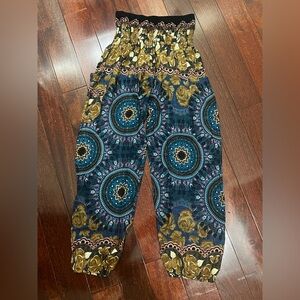 Earthbound Patterned Harem Pants - Multicolor and flowy with tapered ankle sizeS